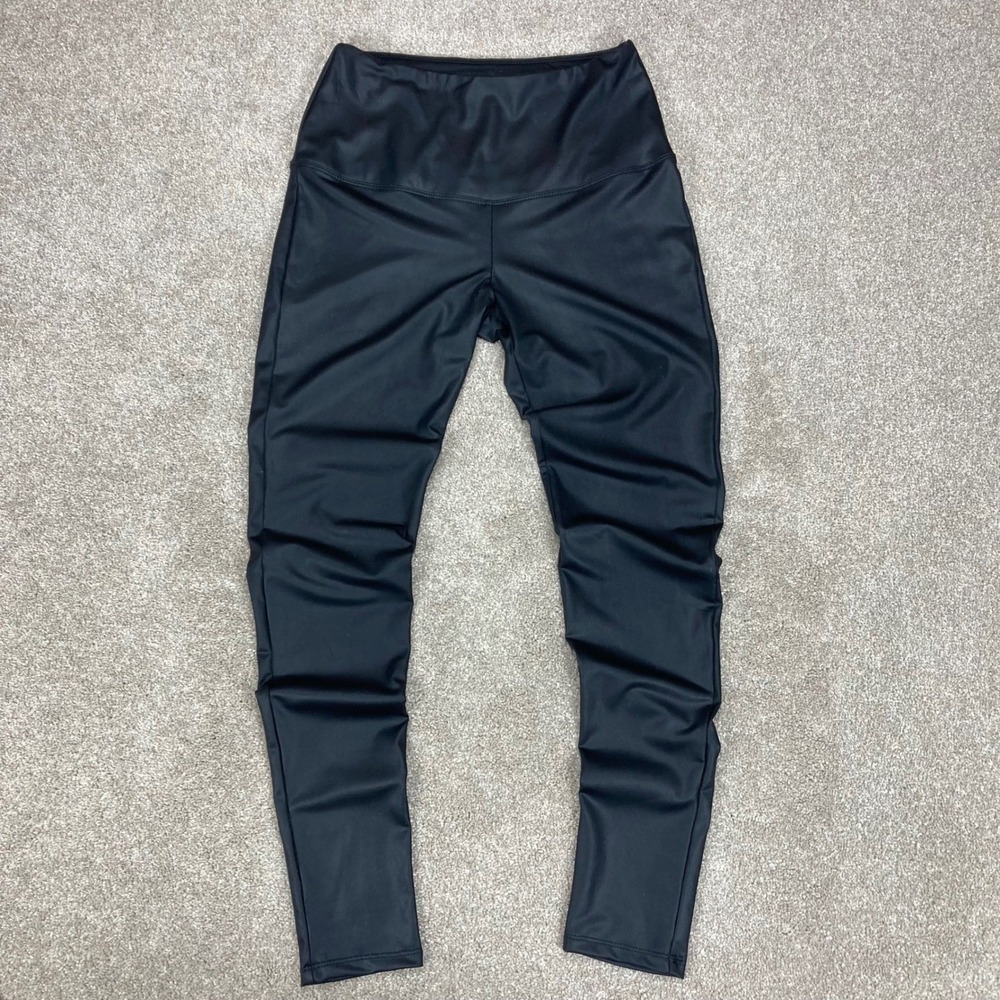 Athena Marie Faux Leather High Rise Leggings Womens Small Black Stretch Pull On